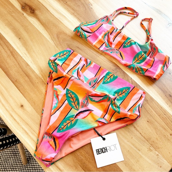 NWT Beach Riot Bikini Set Palm Beach High Waist - Picture 2 of 5
